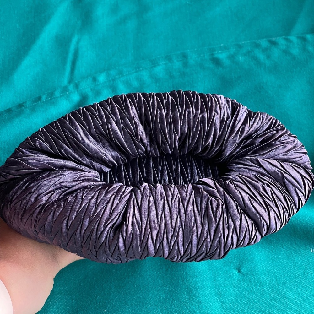 Vintage Vanessa purple silk mini clutch shoulder bag purse w/ braided strap - Picture 10 of 11